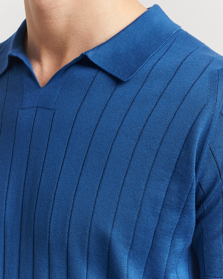 Herren | Poloshirts | John Smedley | Roper Open Collar Sea Island Polo Pacific Blue
