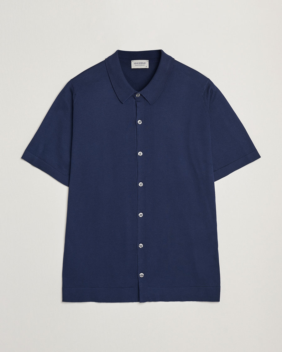 Herren | Hemden | John Smedley | Folke Sea Island Knitted Polo French Navy