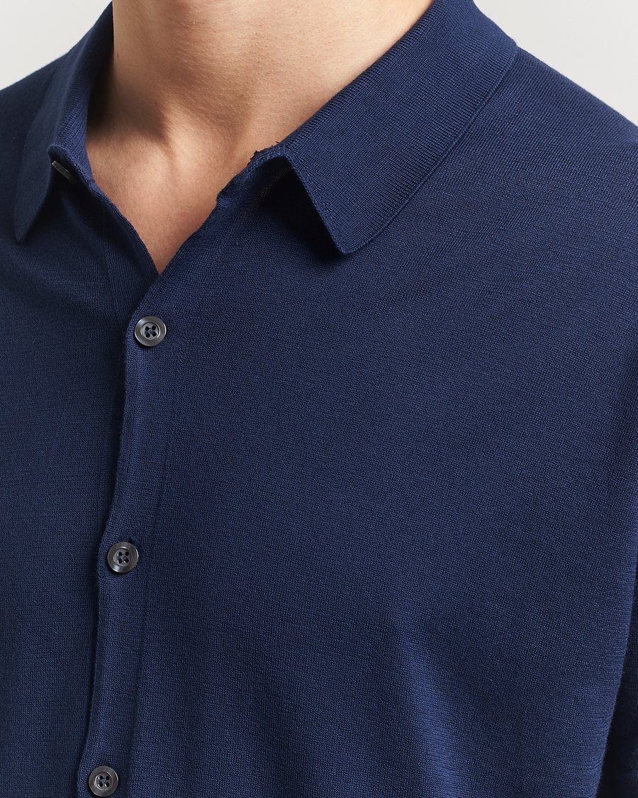 Herren | Hemden | John Smedley | Folke Sea Island Knitted Polo French Navy