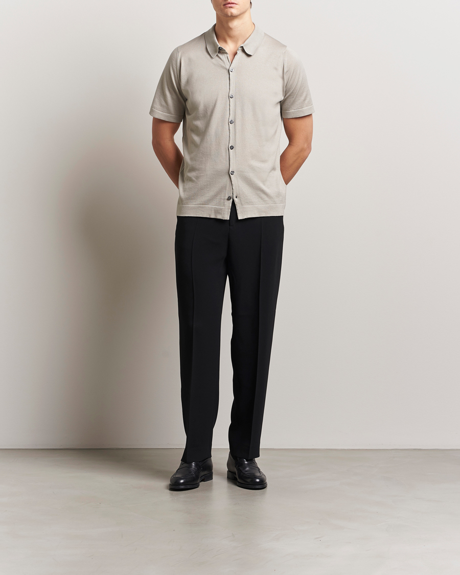 Herren | Hemden | John Smedley | Folke Sea Island Knitted Polo Parchment