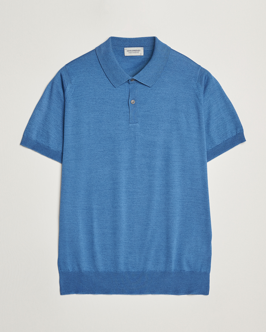 Herren | Poloshirts | John Smedley | Leyburn Merino/Sea Island Cotton Polo Ocean Blue
