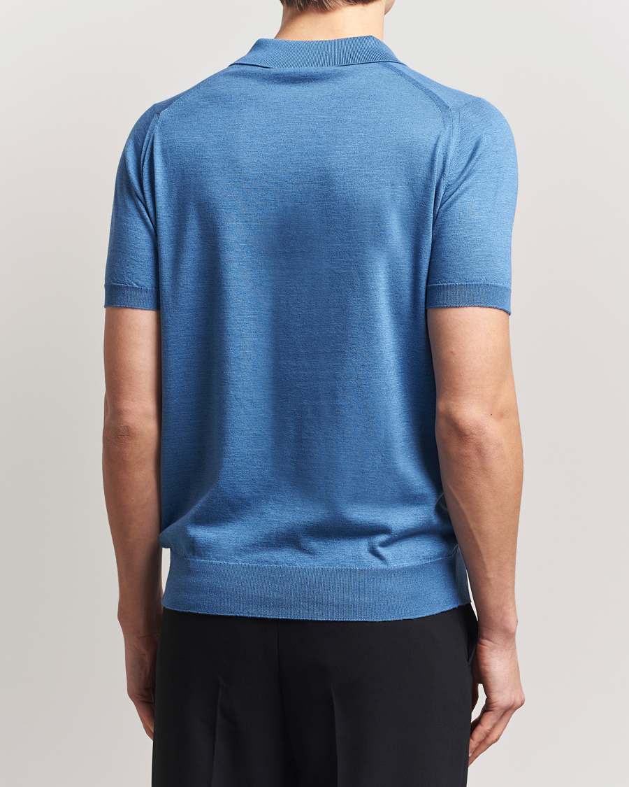 Herren | Poloshirts | John Smedley | Leyburn Merino/Sea Island Cotton Polo Ocean Blue