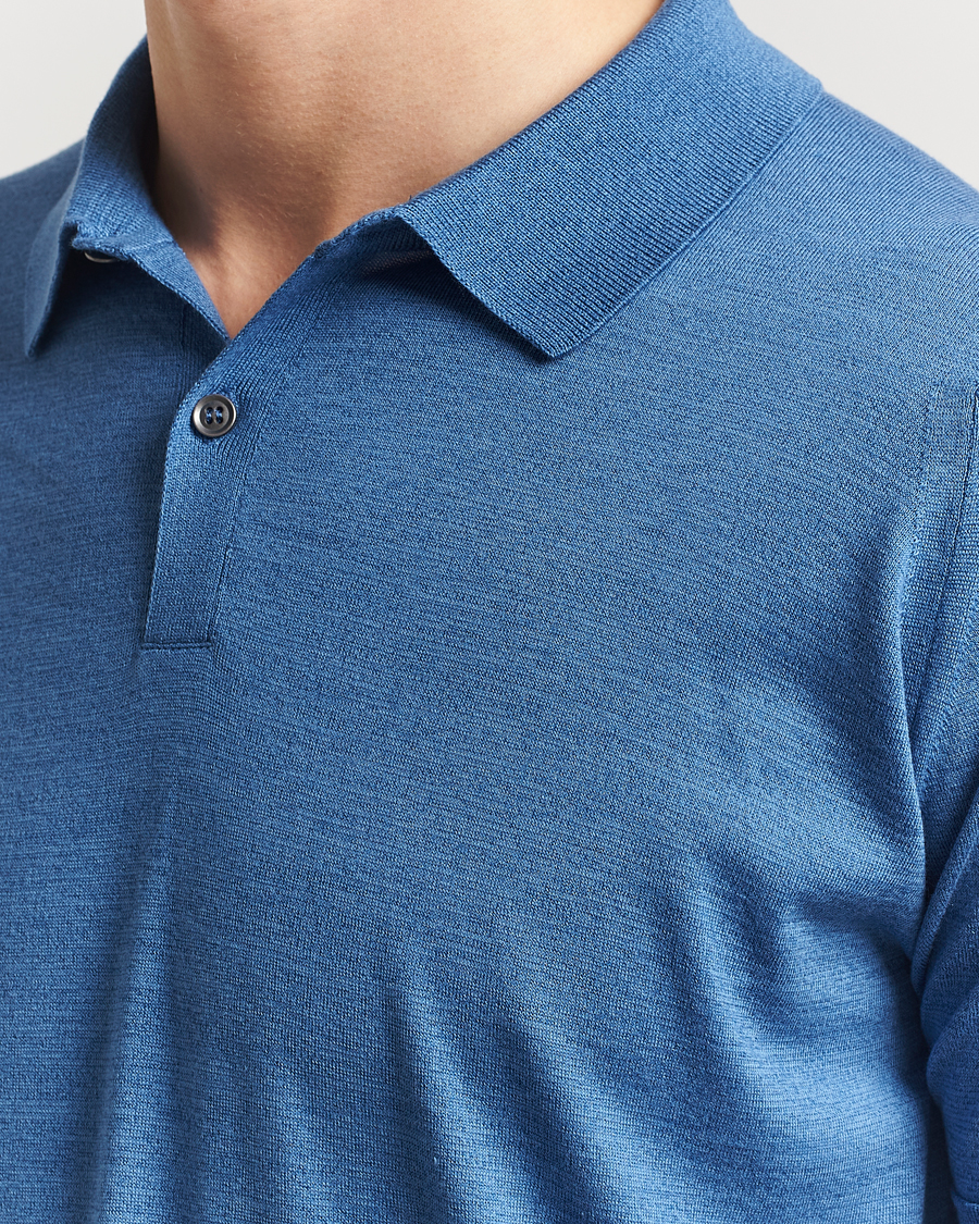 Herren | Poloshirts | John Smedley | Leyburn Merino/Sea Island Cotton Polo Ocean Blue