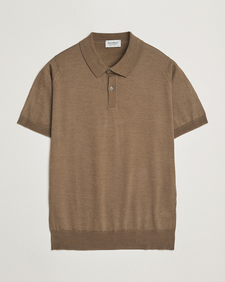 Herren | Poloshirts | John Smedley | Leyburn Merino/Sea Island Cotton Polo Sepia Green