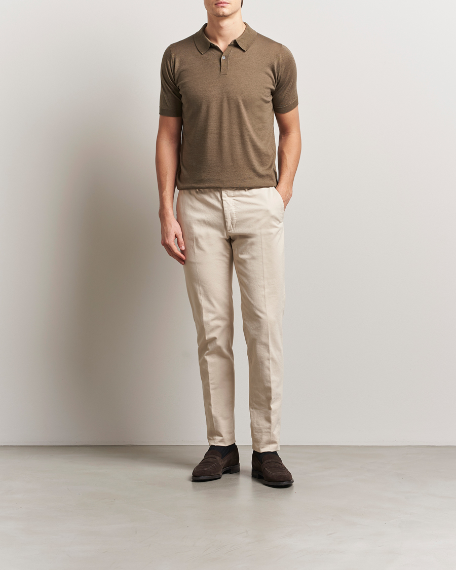 Herren | Poloshirts | John Smedley | Leyburn Merino/Sea Island Cotton Polo Sepia Green