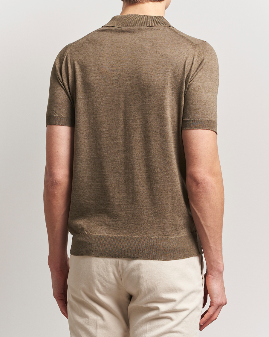 Herren | Poloshirts | John Smedley | Leyburn Merino/Sea Island Cotton Polo Sepia Green