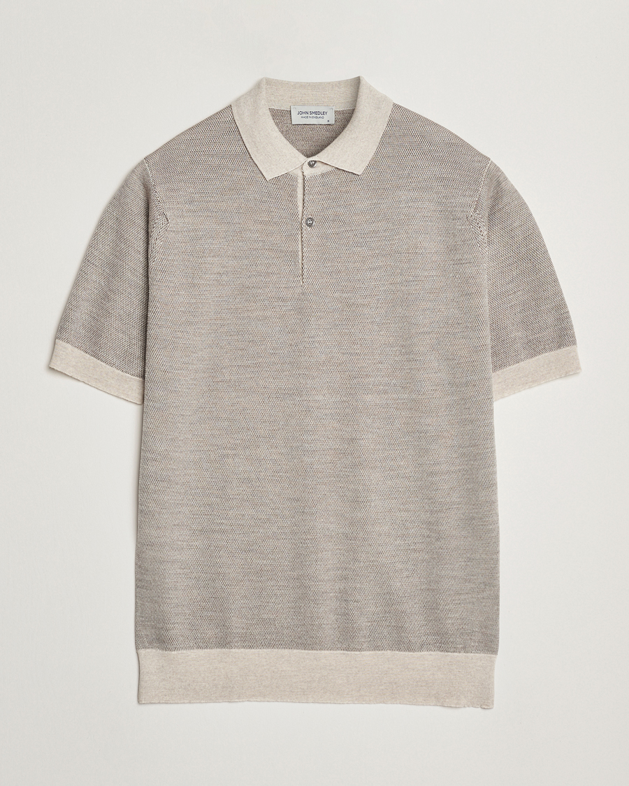 Herren | Poloshirts | John Smedley | 14 Singular Textured Polo Grey Fleece/Mushroom