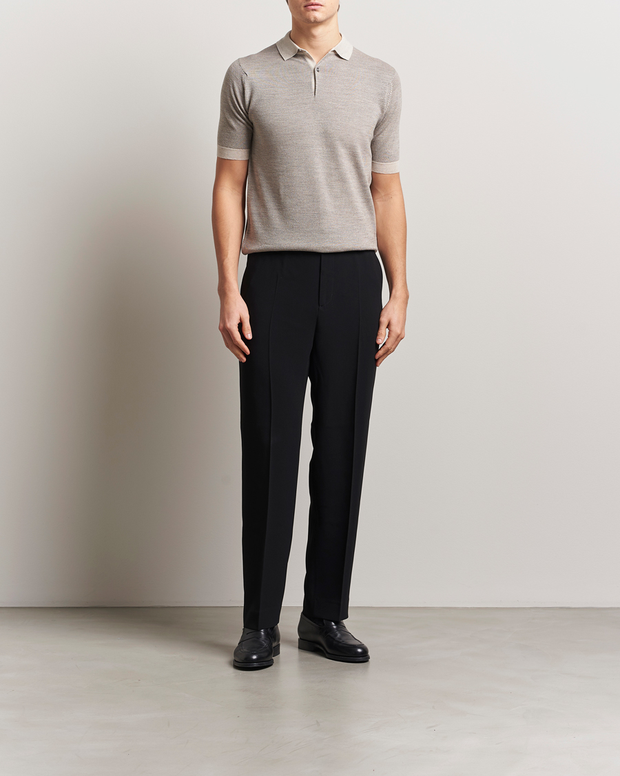 Herren | Poloshirts | John Smedley | 14 Singular Textured Polo Grey Fleece/Mushroom