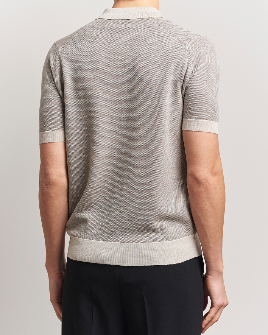 Herren | Poloshirts | John Smedley | 14 Singular Textured Polo Grey Fleece/Mushroom