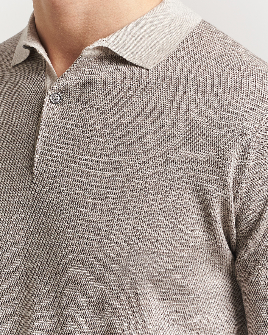 Herren | Poloshirts | John Smedley | 14 Singular Textured Polo Grey Fleece/Mushroom