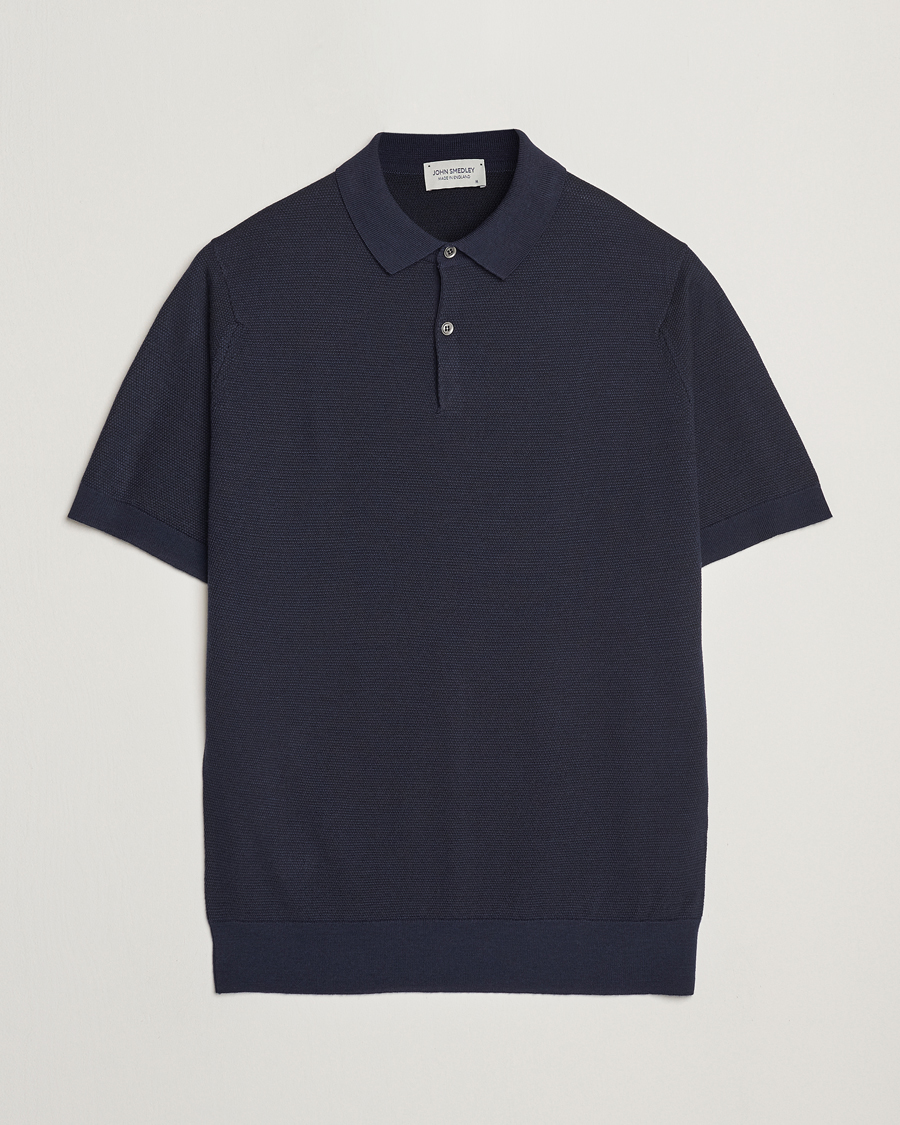 Herren | Poloshirts | John Smedley | 14 Singular Textured Polo Midnight/Black