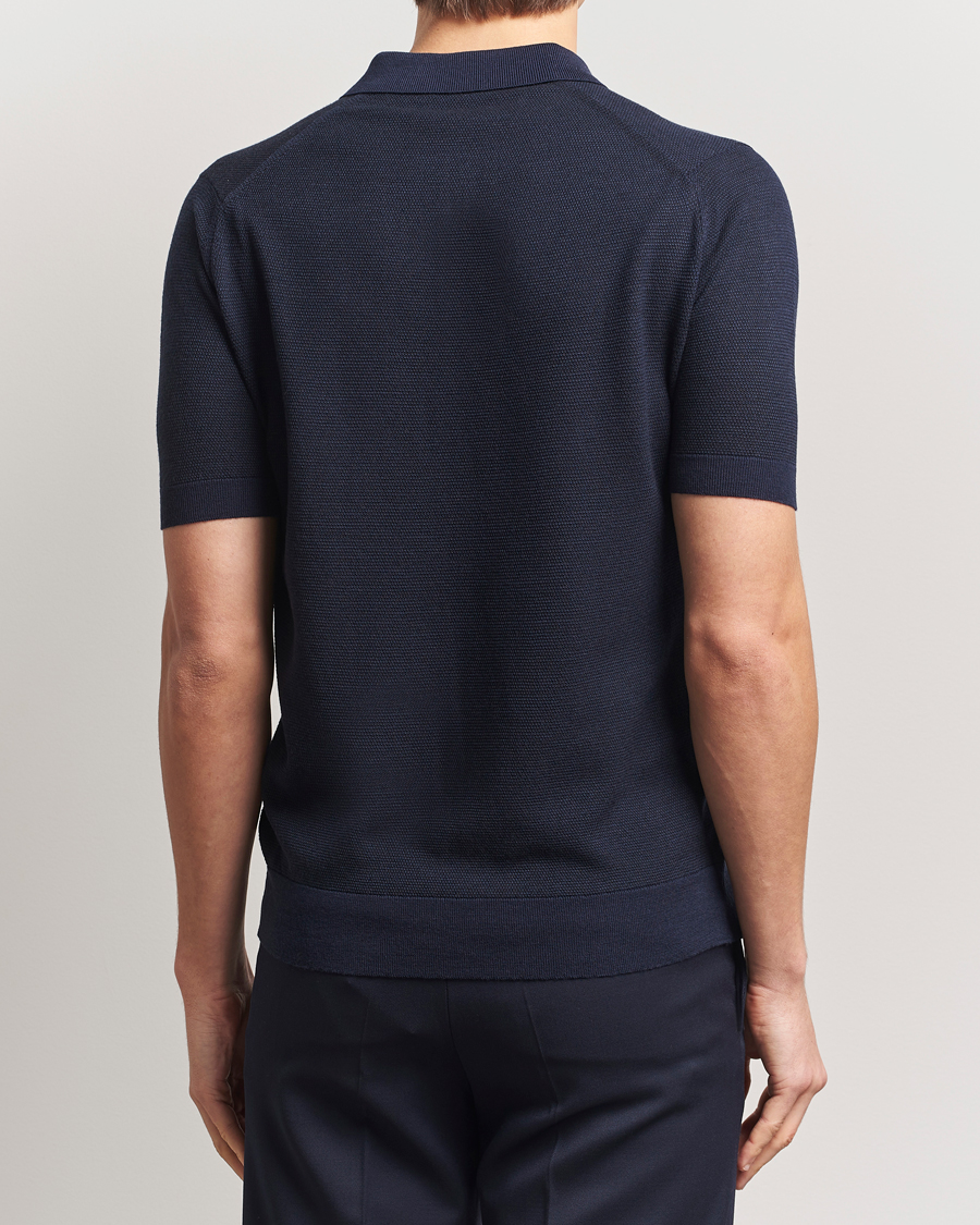 Herren | Poloshirts | John Smedley | 14 Singular Textured Polo Midnight/Black