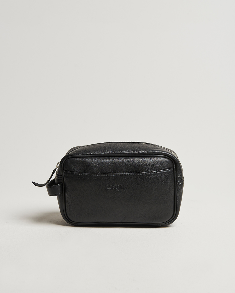 Herren | Les Deux Leather Washbag Black | LES DEUX | Leather Washbag Black