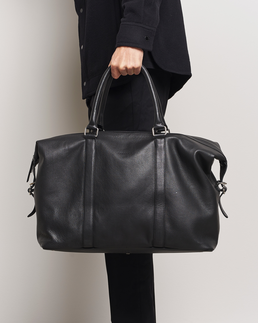 Herren | Les Deux Leather Weekendbag Black | LES DEUX | Leather Weekendbag Black