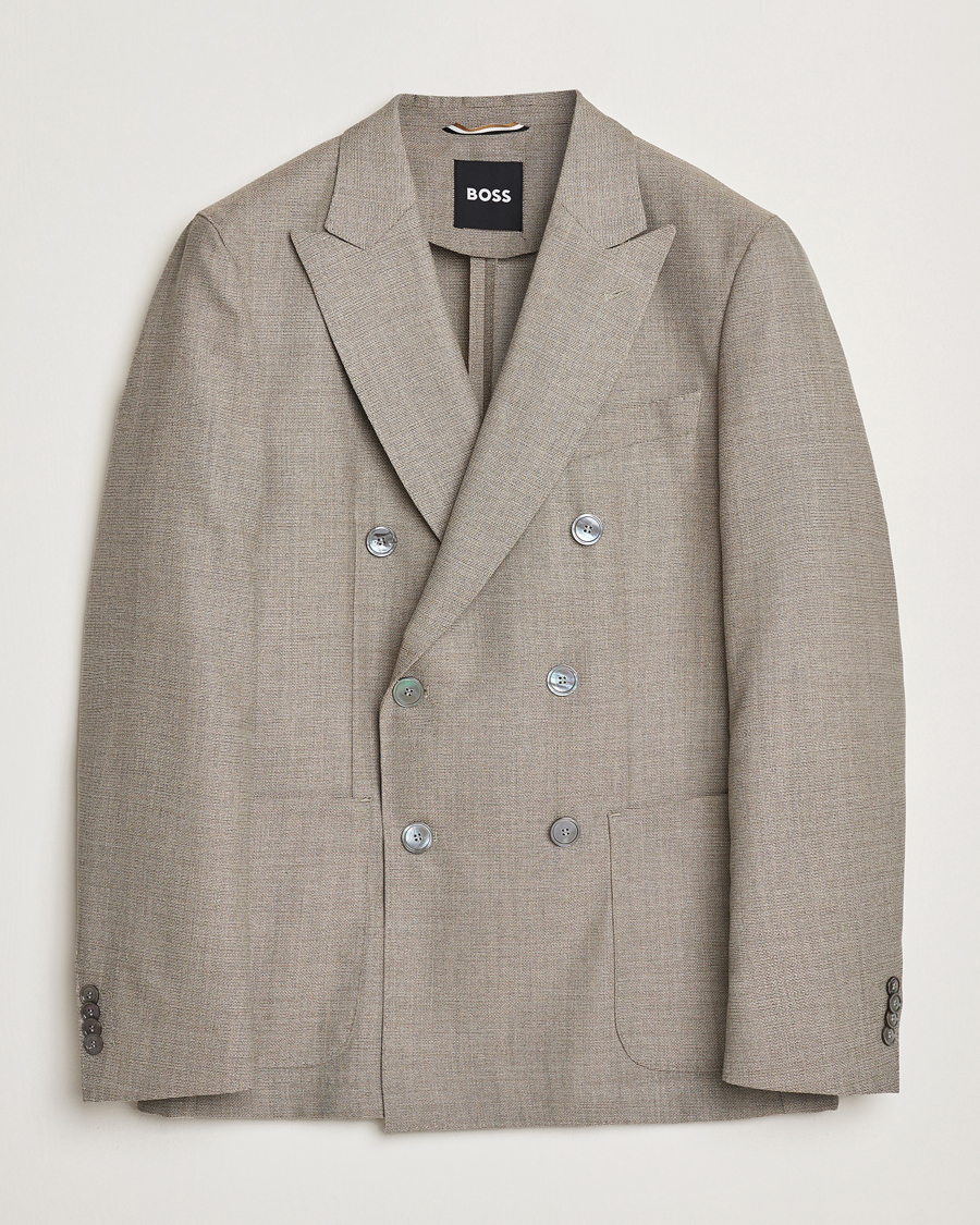 Herren | Sakkos | BOSS BLACK | Huge Wool Double Breasted Blazer Light Beige