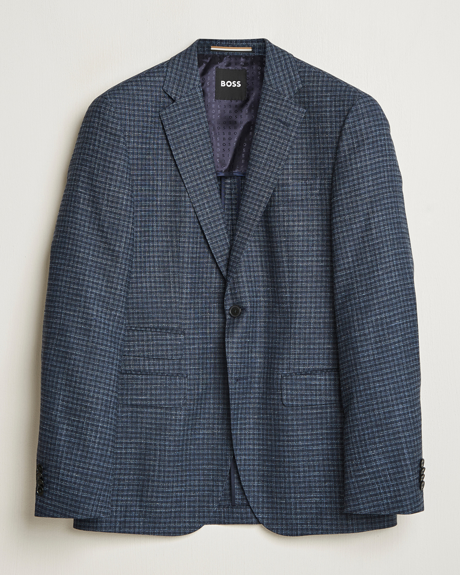 Herren | Sakkos | BOSS BLACK | Janson Wool Dogtooth Blazer Medium Blue
