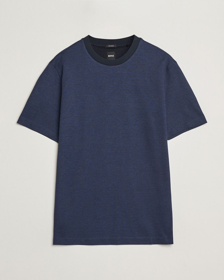 Herren | T-Shirts | BOSS BLACK | Thompson Structured T-Shirt Dark Blue