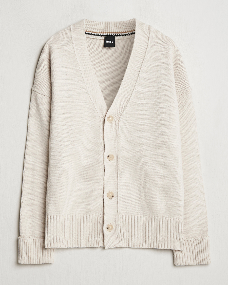 Herren | Pullover | BOSS BLACK | Bellaco Knitted Cardigan Open White