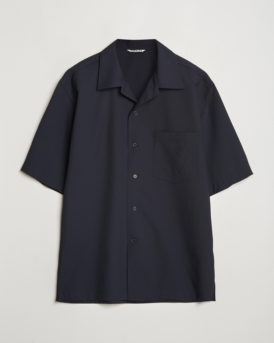 Herren | Hemden | Auralee | Open Collar Short Sleeve Shirt Navy