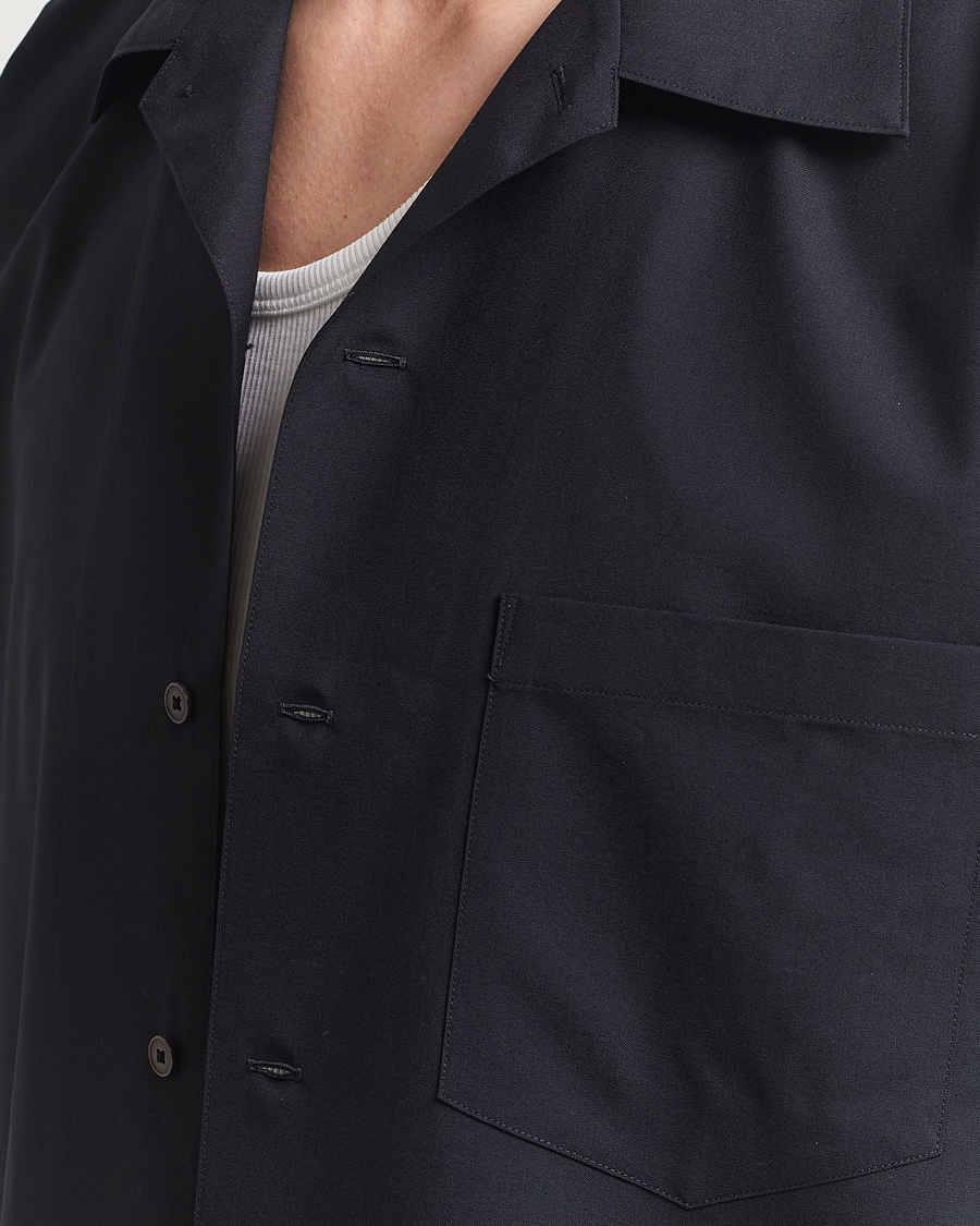 Herren | Hemden | Auralee | Open Collar Short Sleeve Shirt Navy