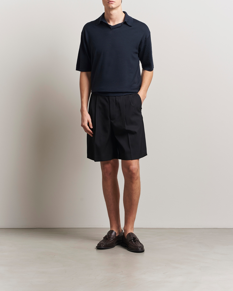 Herren | Pullover | Auralee | Wool Knit Polo Navy