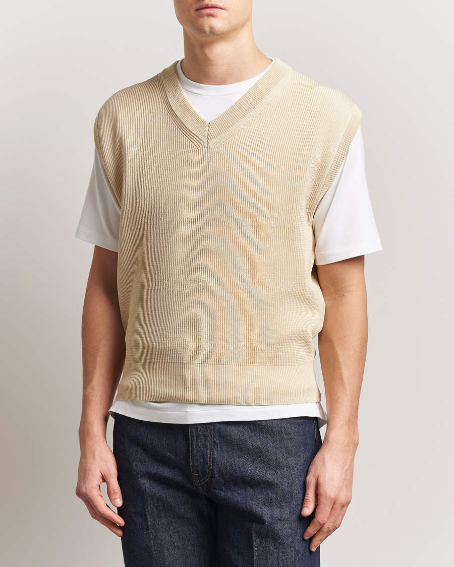 Herren | Pullover | Auralee | Rib Knit Vest Ivory