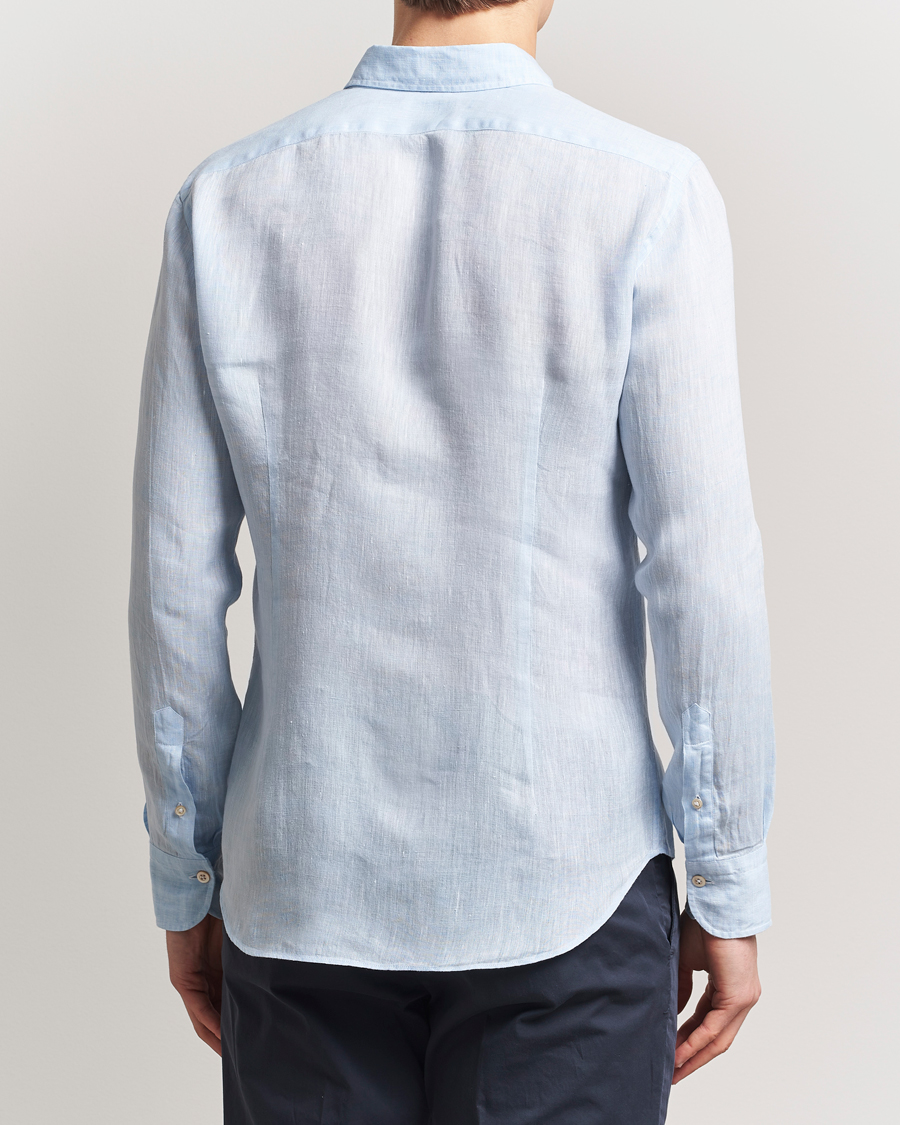 Herren | Hemden | Grigio | Linen Casual Shirt Light Blue