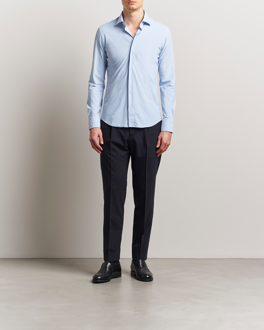 Herren | Hemden | Grigio | Jersey Stretch Shirt Light Blue