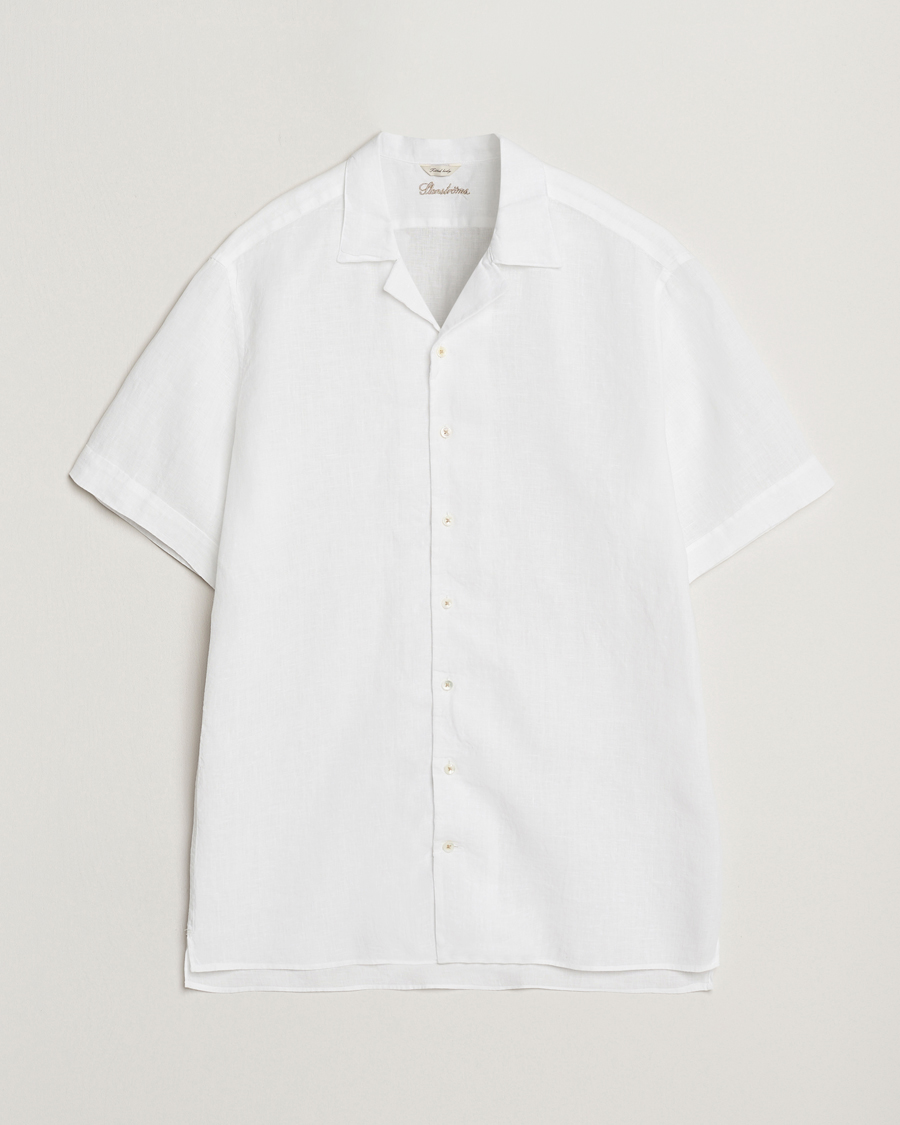 Herren | Hemden | Stenströms | Short Sleeve Linen Shirt White