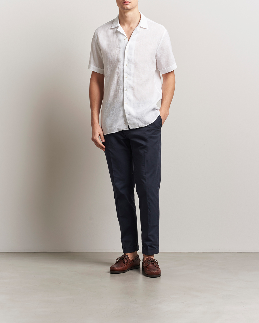 Herren | Hemden | Stenströms | Short Sleeve Linen Shirt White