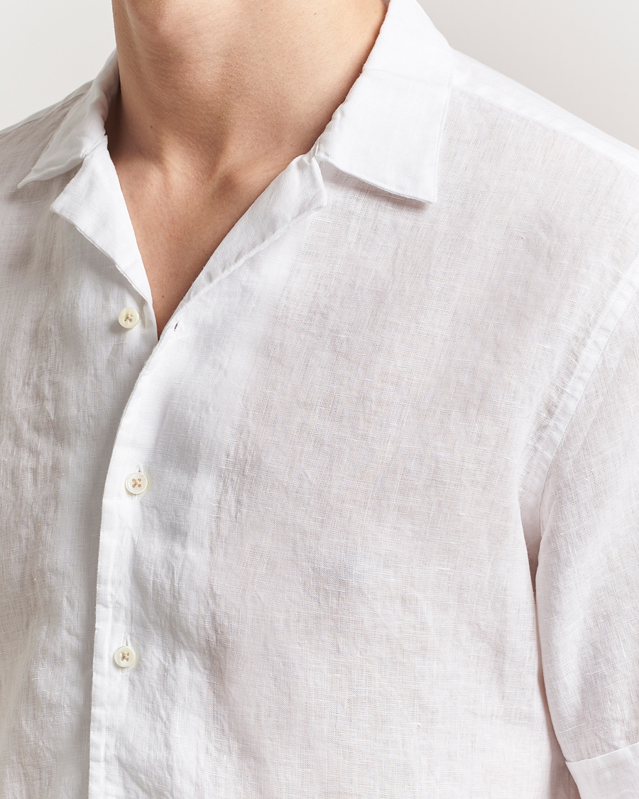 Herren | Hemden | Stenströms | Short Sleeve Linen Shirt White
