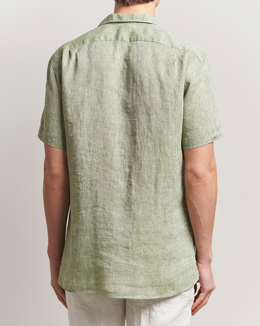 Herren | Hemden | Stenströms | Short Sleeve Linen Shirt Green
