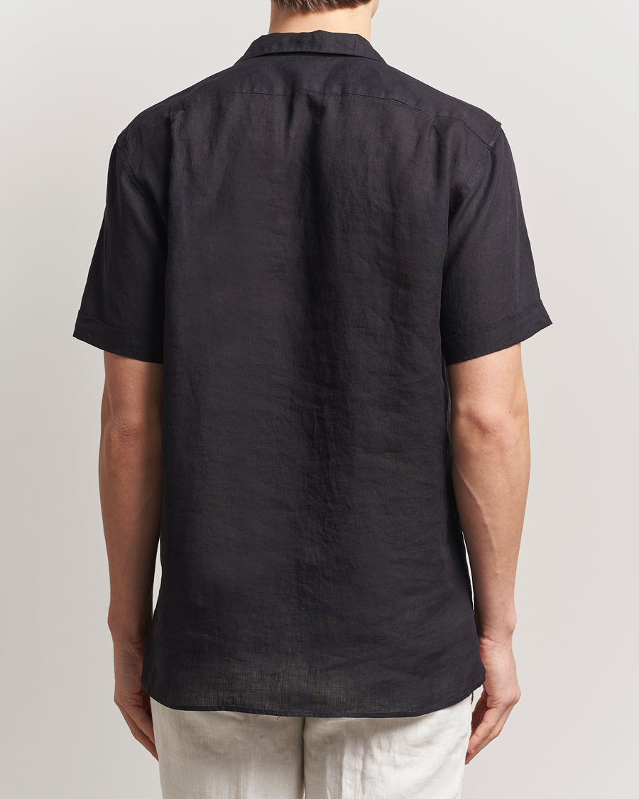 Herren | Hemden | Stenströms | Short Sleeve Linen Shirt Black