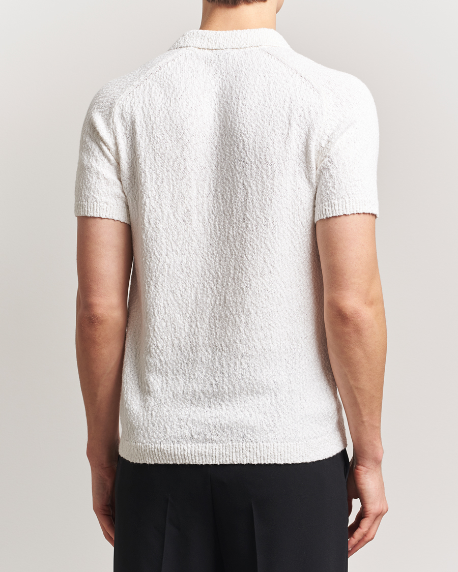 Herren | Poloshirts | Stenströms | Knitted Boucle Cotton Polo White