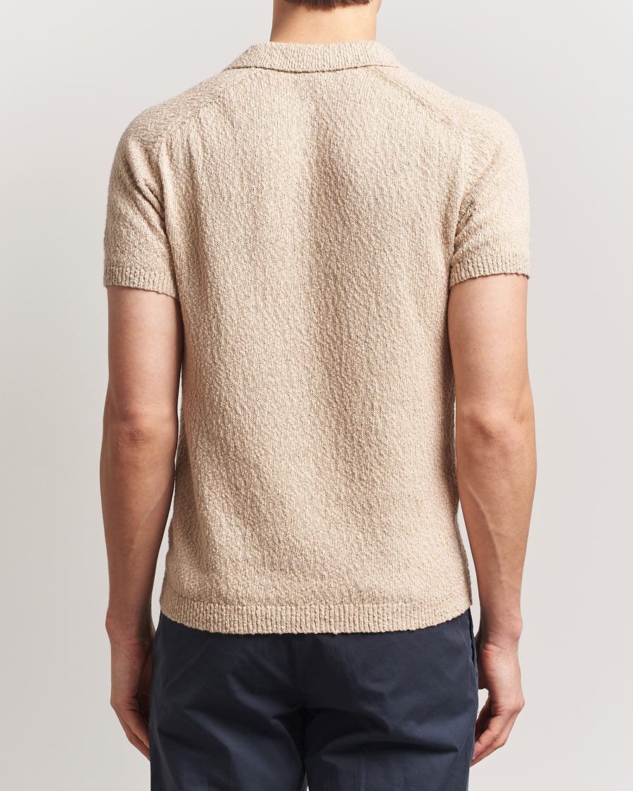 Herren | Poloshirts | Stenströms | Knitted Boucle Cotton Polo Beige