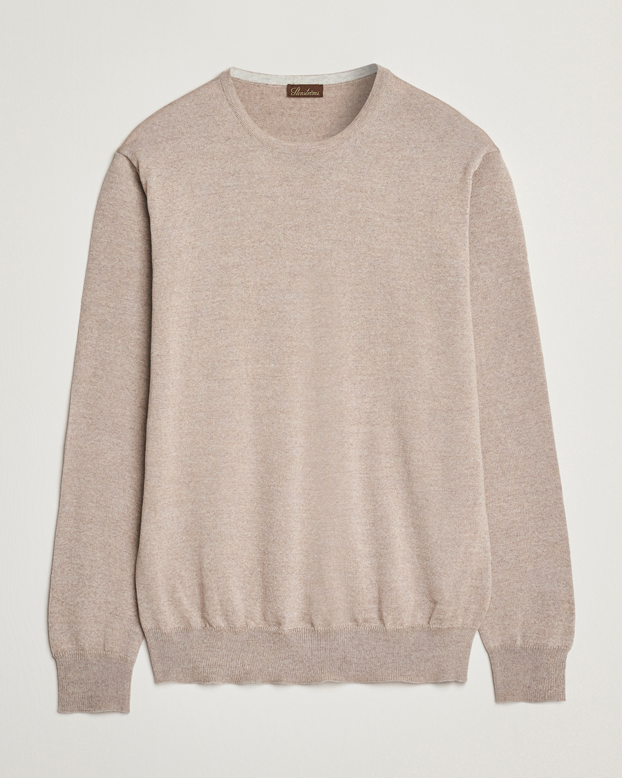 Herren | Pullover | Stenströms | Merino Patch Crew Neck Beige
