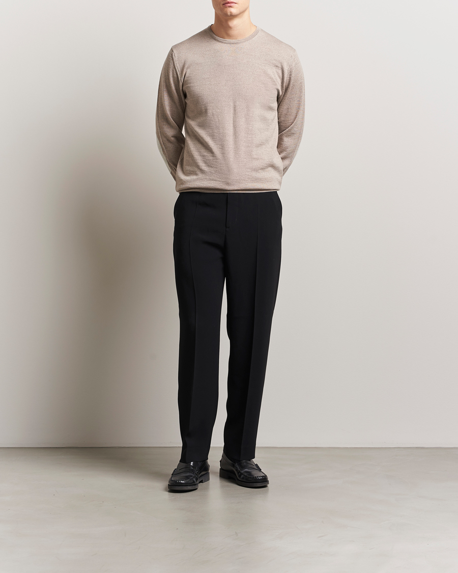 Herren | Pullover | Stenströms | Merino Patch Crew Neck Beige
