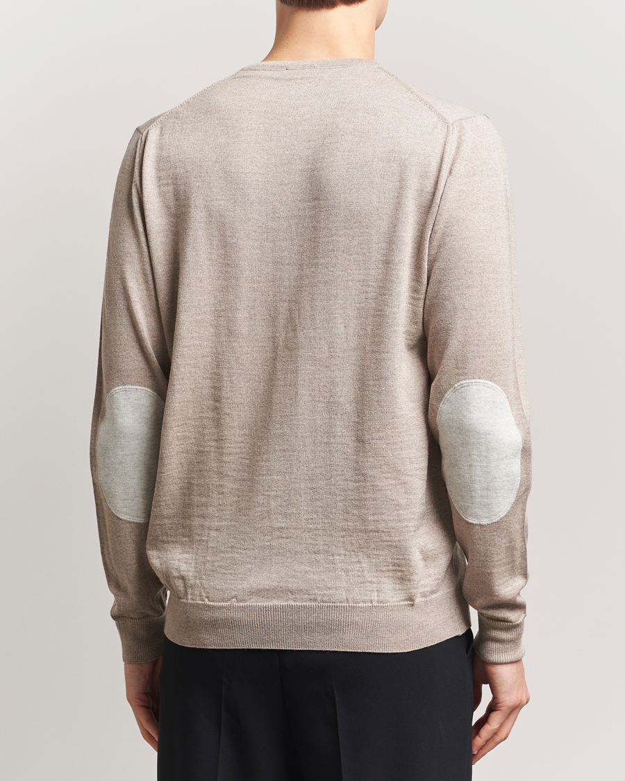Herren | Pullover | Stenströms | Merino Patch Crew Neck Beige