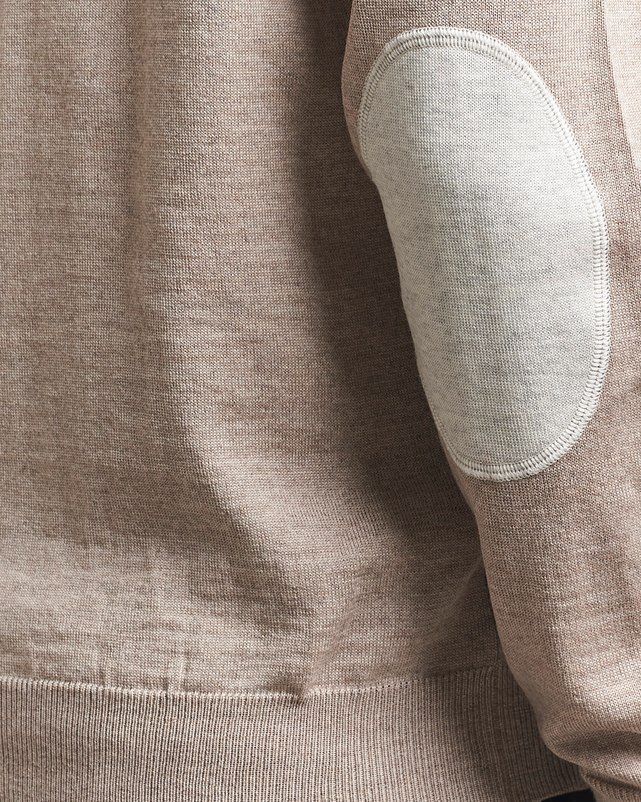 Herren | Pullover | Stenströms | Merino Patch Crew Neck Beige