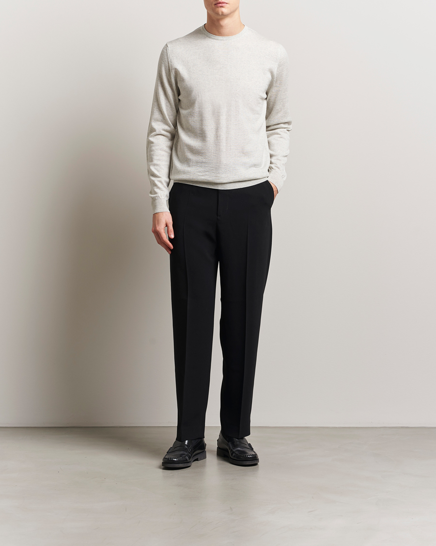 Herren | Pullover | Stenströms | Merino Patch Crew Neck Grey