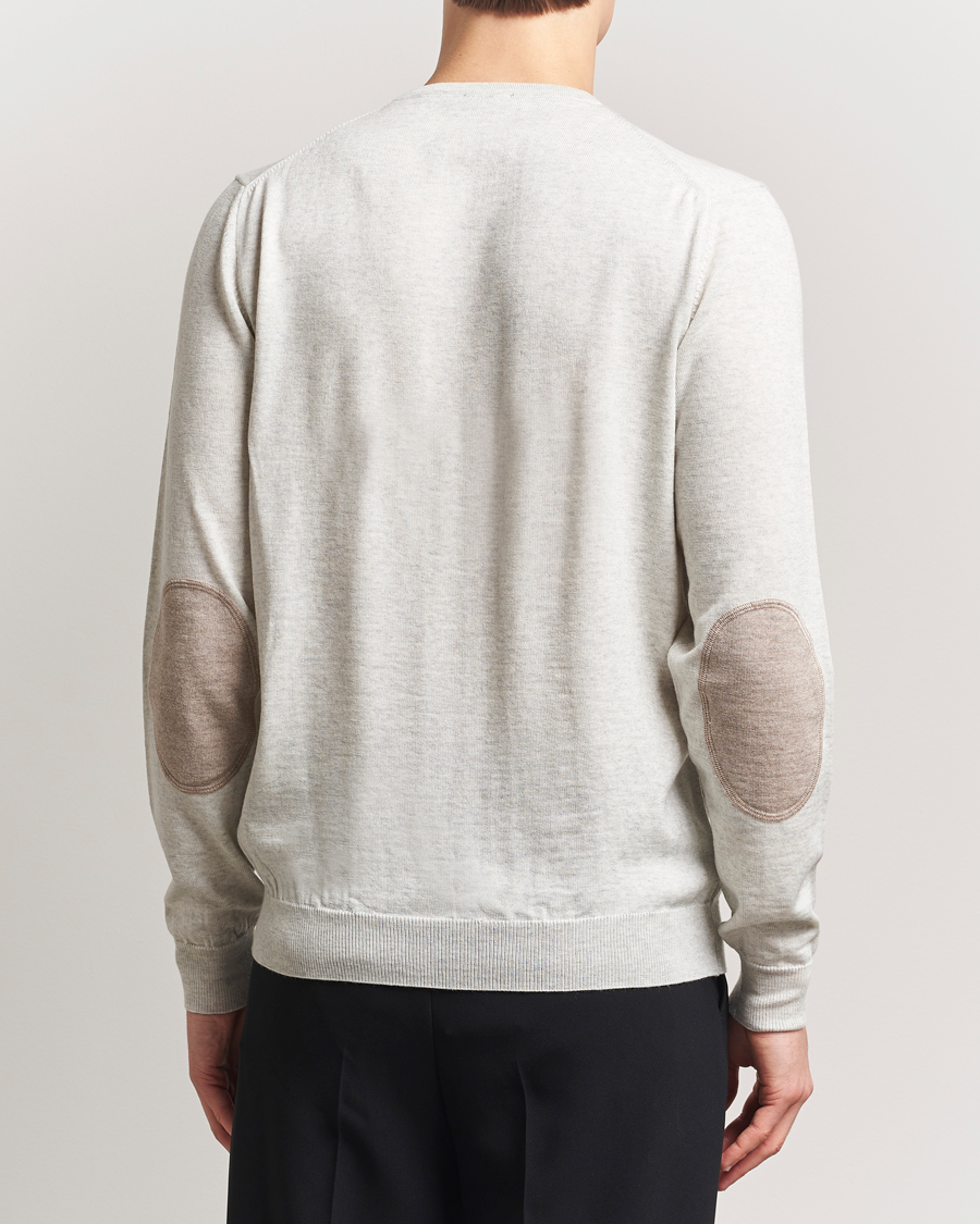 Herren | Pullover | Stenströms | Merino Patch Crew Neck Grey