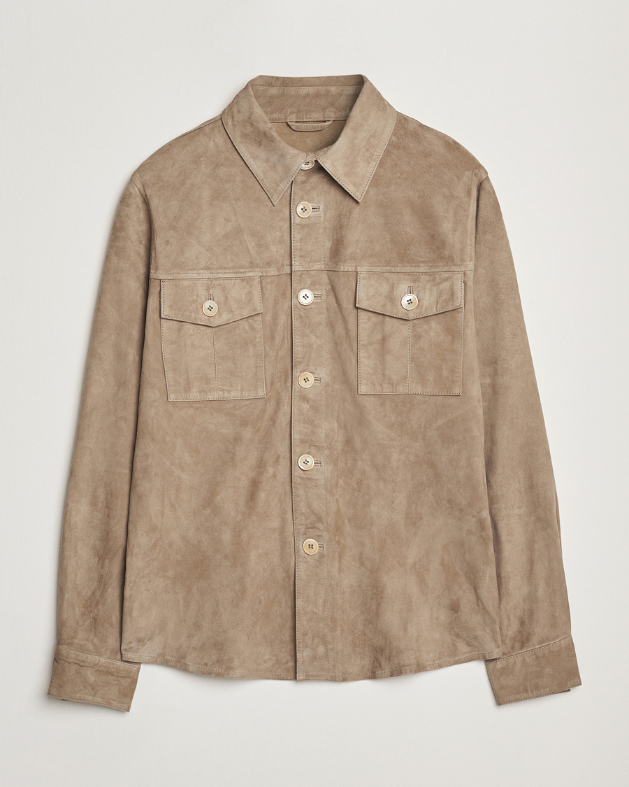 Herren | Jacken | Stenströms | Suede Overshirt Taupe