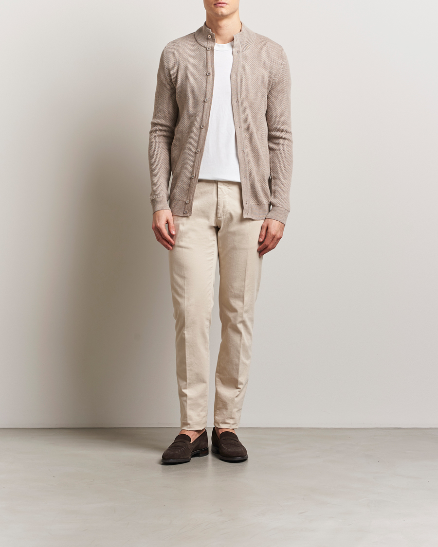 Herren | Pullover | Stenströms | Knitted Textured Merino Cardigan Beige