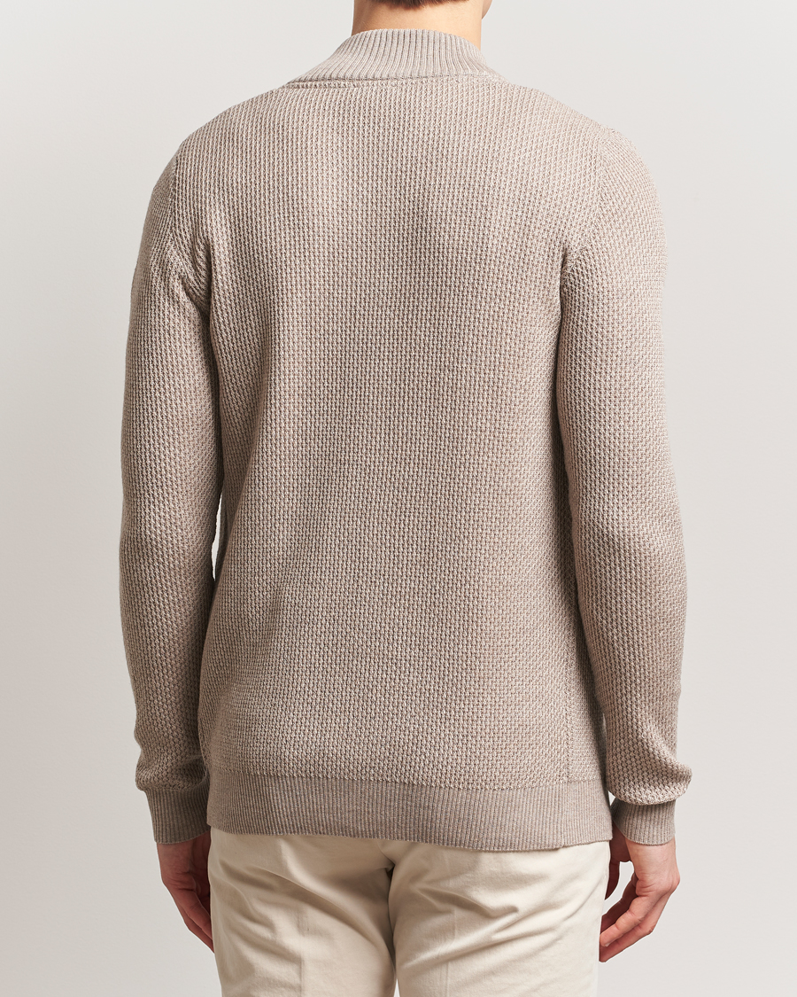 Herren | Pullover | Stenströms | Knitted Textured Merino Cardigan Beige