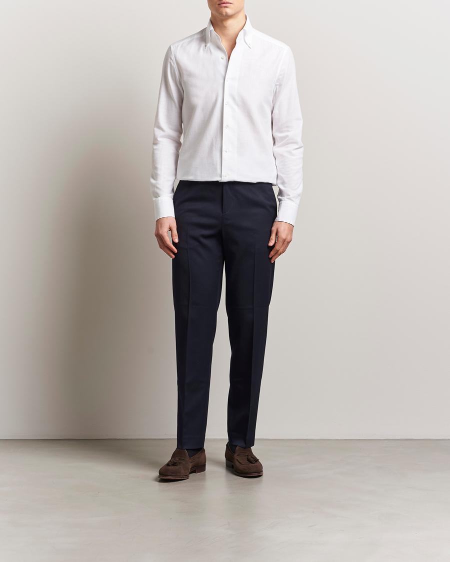 Herren | Hemden | Stenströms | Soft Cotton One Piece Button Down Shirt White
