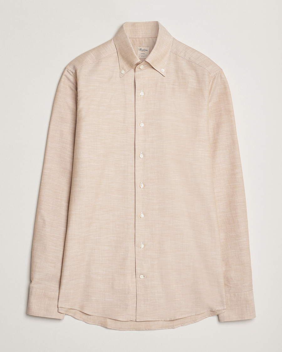 Herren | Hemden | Stenströms | Soft Cotton One Piece Button Down Shirt Beige