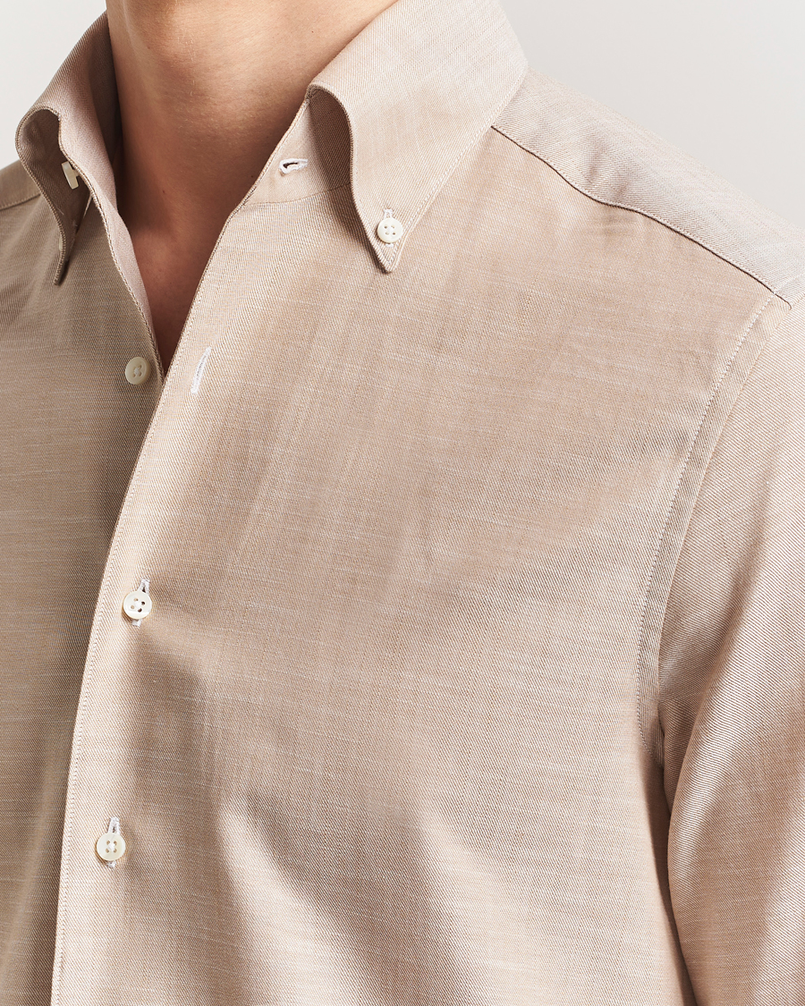 Herren | Hemden | Stenströms | Soft Cotton One Piece Button Down Shirt Beige