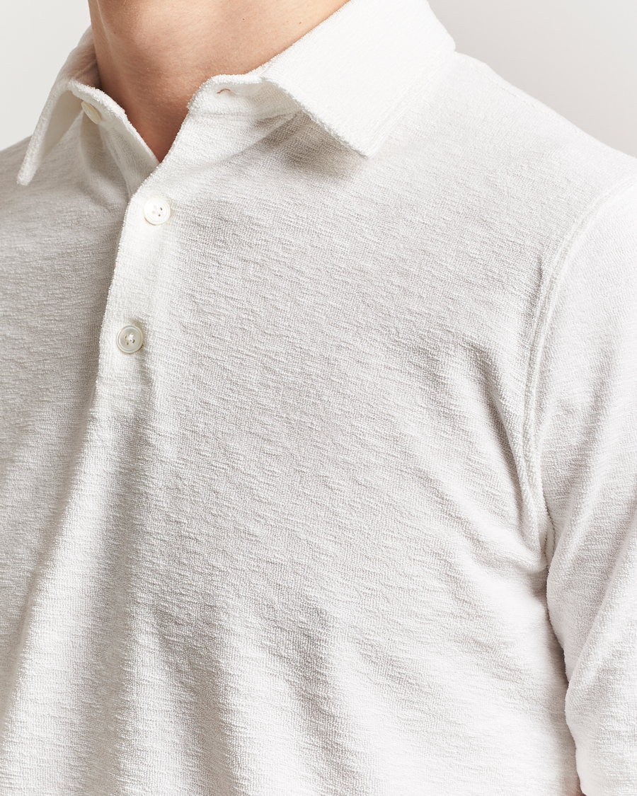 Herren | Poloshirts | Stenströms | Terry Slub Cotton Polo White