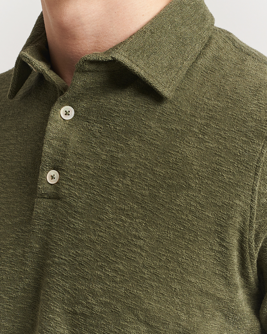 Herren | Poloshirts | Stenströms | Terry Slub Cotton Polo Green