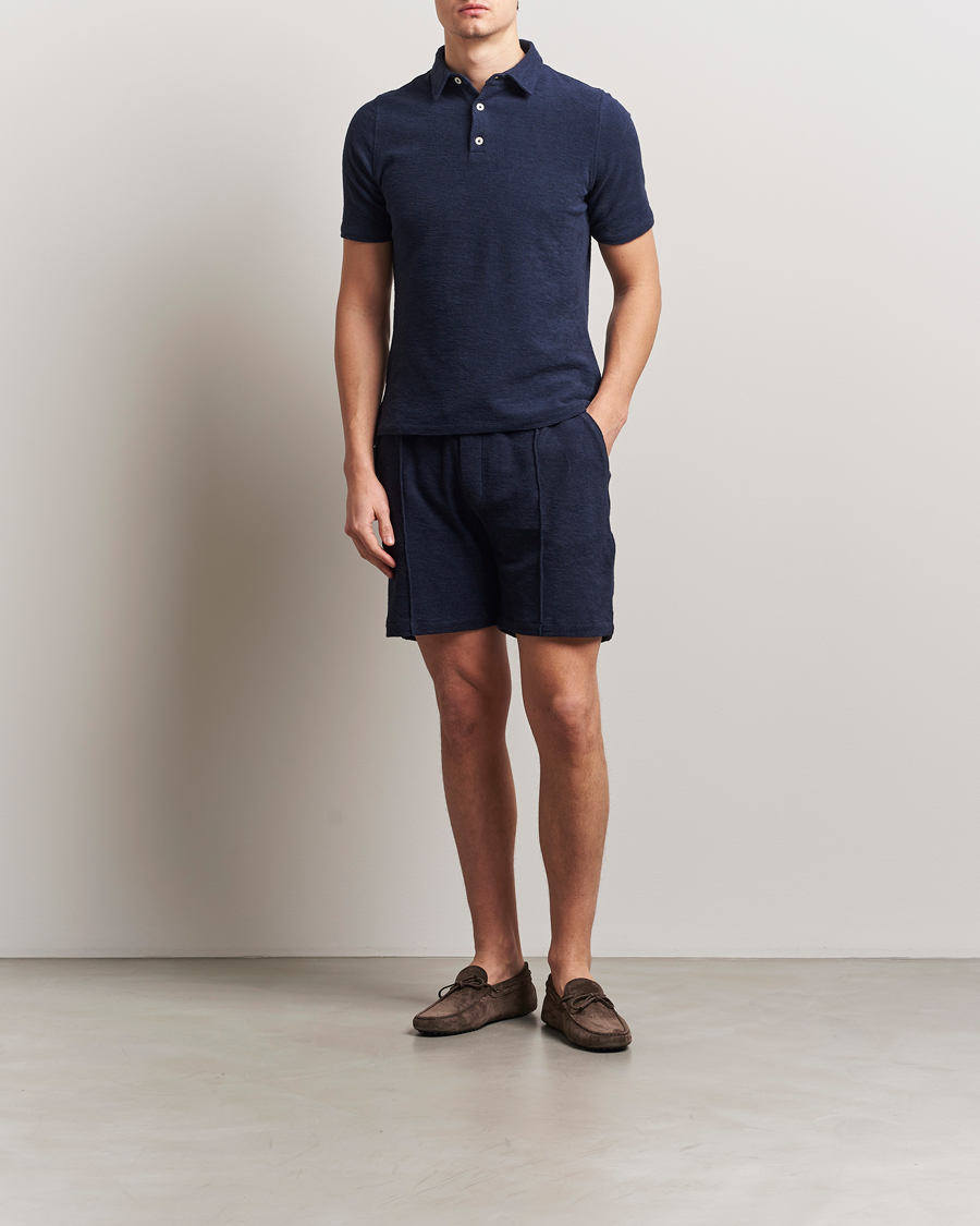 Herren | Shorts | Stenströms | Terry Slub Cotton Shorts Navy